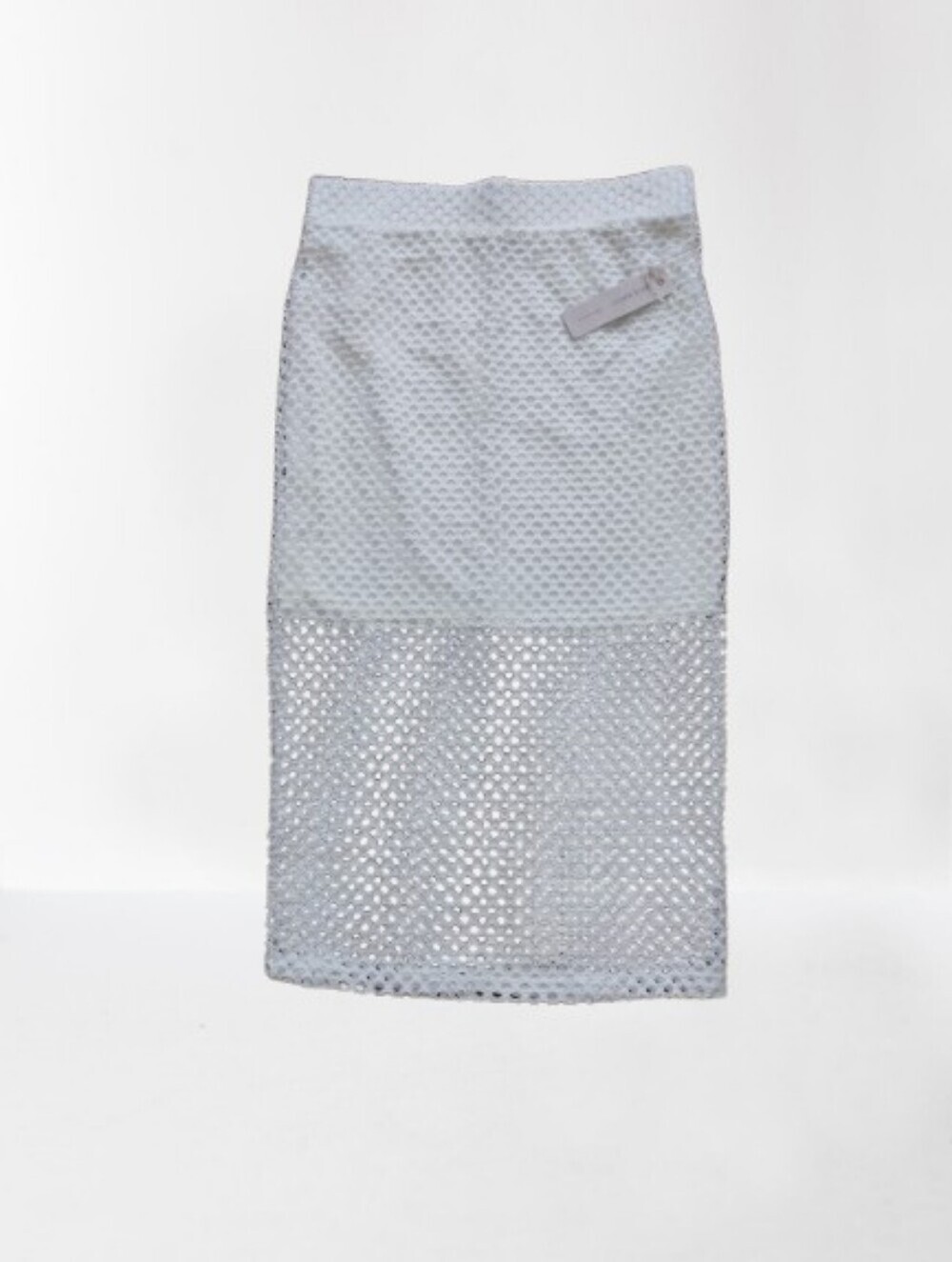 NWT White Crochet Mesh Midi Skirt Boho Chic Beach Swimsuit Cover Up Size L